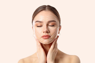 Woman with facial contouring lines. Aesthetic treatment